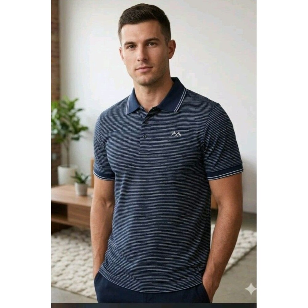 Princess Cruises Men's Polo Shirt Size S Striped Navy Blue New 100% Cotton